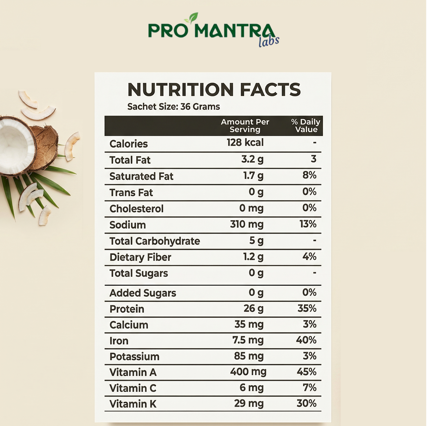 Tender Coconut Protein Trial Pack of 5 (36g x 5 Sachets)