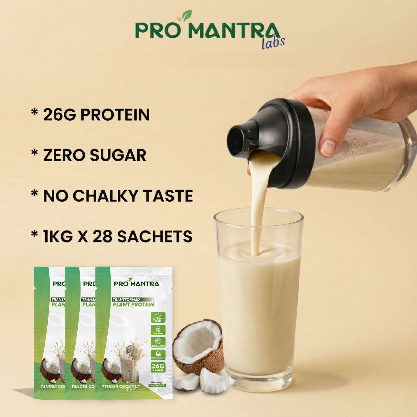 Tender Coconut Protein Trial Pack of 5 (36g x 5 Sachets)