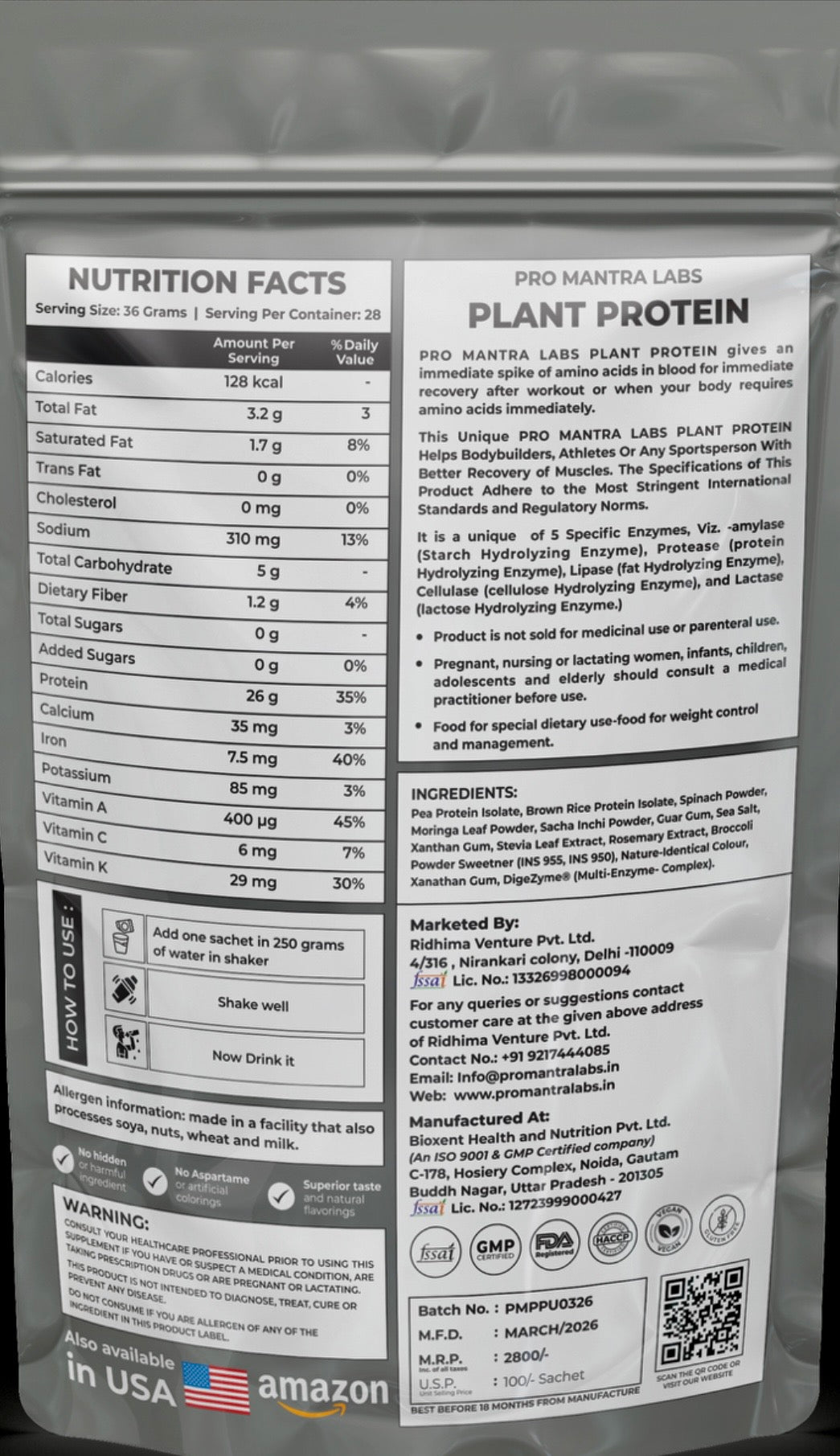 Unflavored Plant Protein 1 kg
