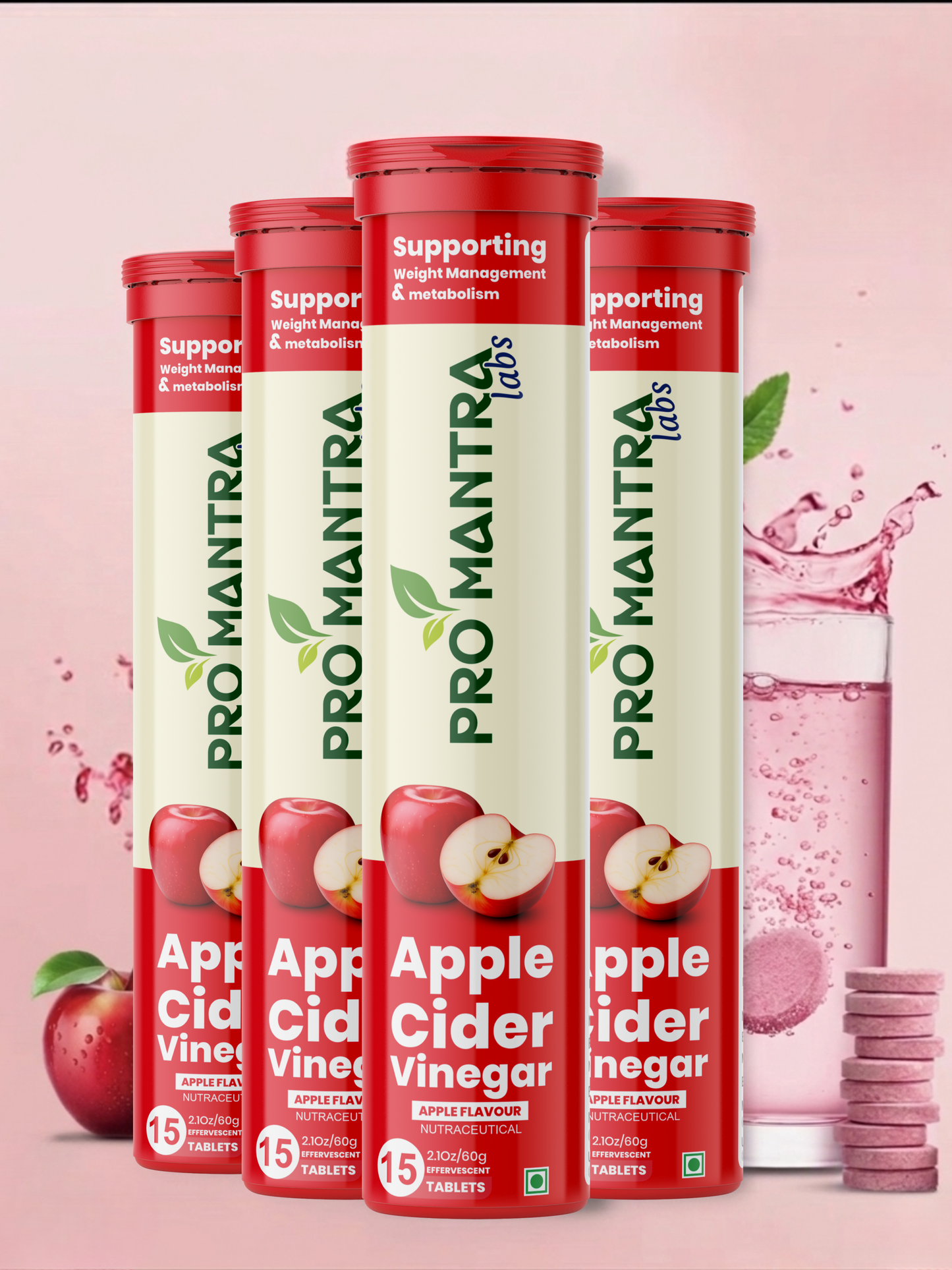 Apple Cider Vinegar Fizzy Tablets (Set of 4)